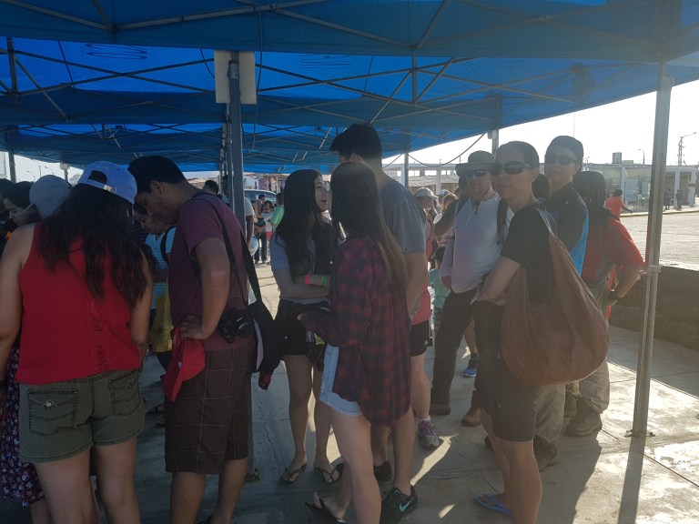 Waiting for our boat.